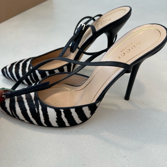 Gucci Zebra Calf Skin sling back heels - Picture 11 of 12